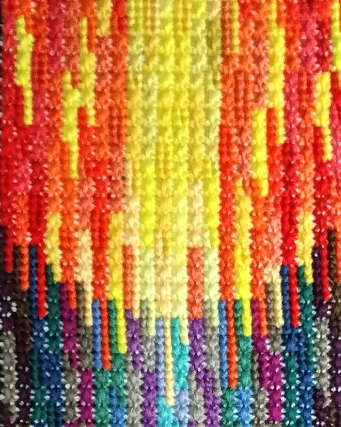 Perfection of combination of double and simple crosses hand embroidery for creating sunset and sunrise effect