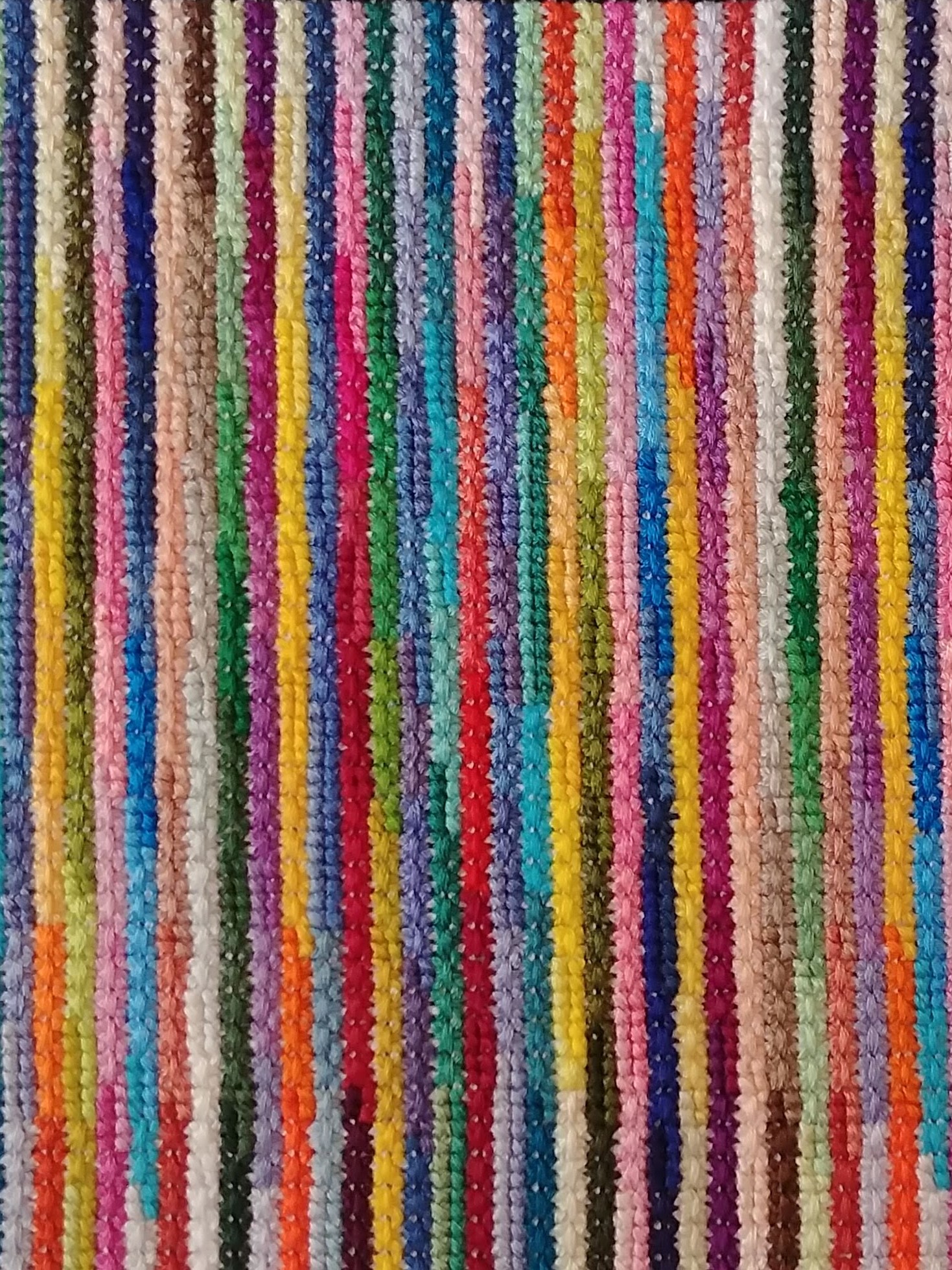 3D hand embroidered waterfall in the matrix designed by embroidery artist Anya Isac