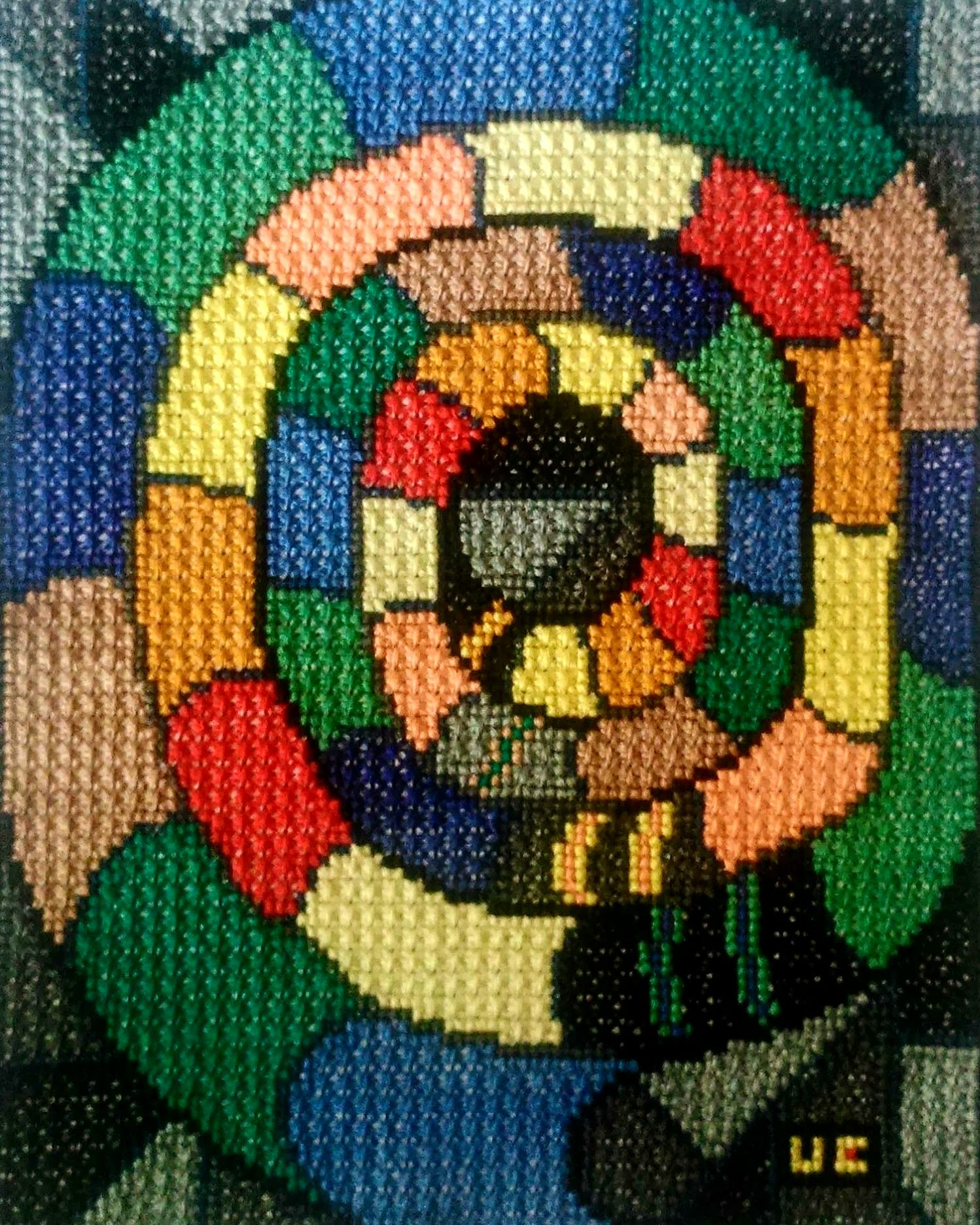 Snakes in love is designer canvas created by hand embroidery artist Anya Isac from Mauritius island