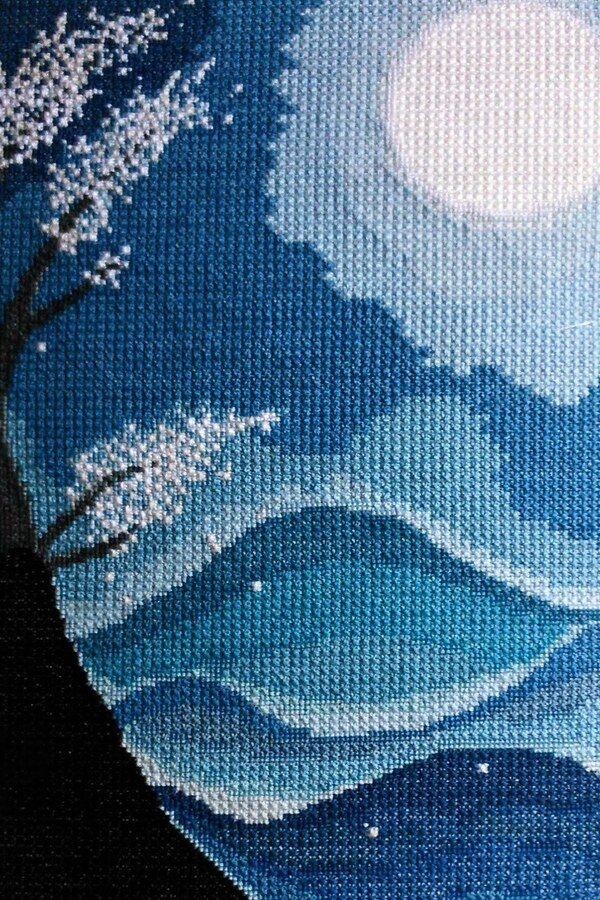 Double cross and simple cross stitch in a realistic display of the world