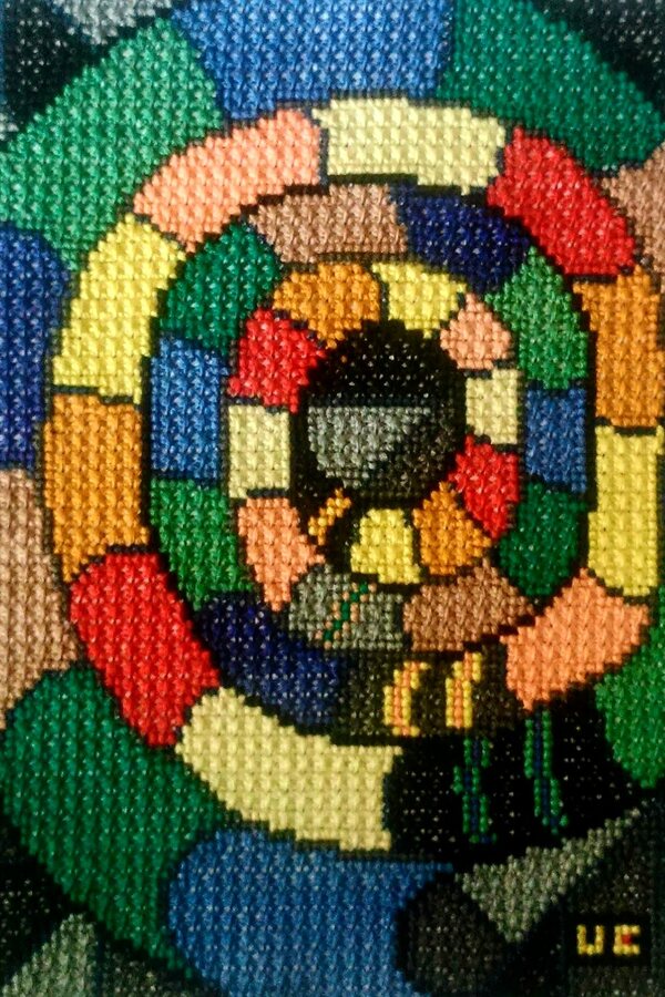 Unique Embroidery`s style in the mixed technique of double cross and simple cross